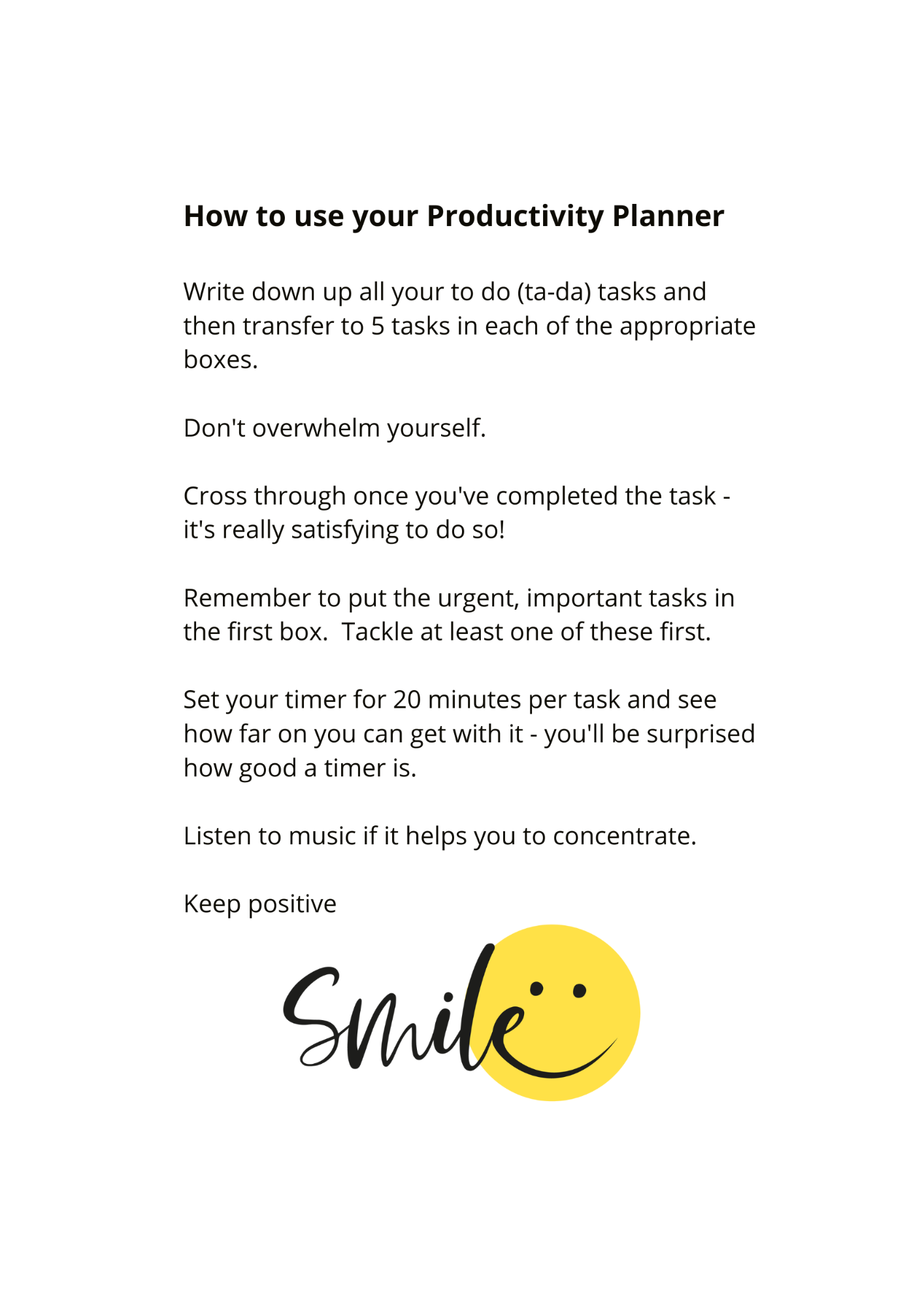 A4 Productivity Planner